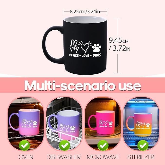 G MUGS Dog Lover Coffee Mug - Gift for Women Men,13oz Ceramic Tea Mug with Peace Love Dogs Design, Cute Paw Print & Heart Mug for Dog Owners Before Sunset Mug
