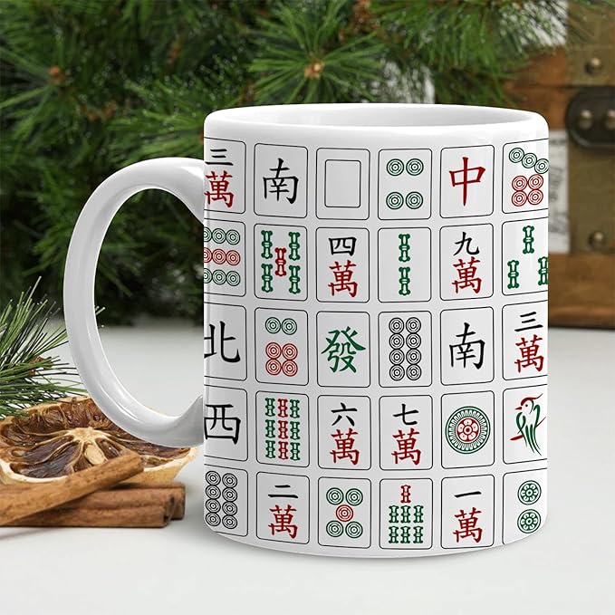 Mahjong Gifts Mug, Mahjong Gifts for Women Coffee Cup Ceramic, Gift for Mah Jong Players Lovers, Mah Jong Ceramic Coffee Tea Mug 11 oz