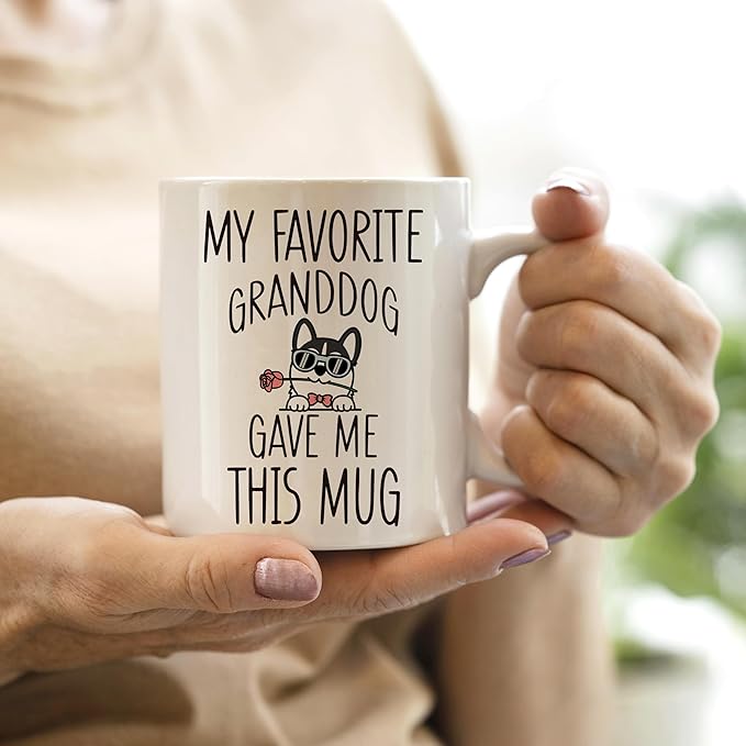 QASHWEY Husky Dog Grandma Gifts Mug, Husky Mug, Funny Husky Dog Lover Owner Coffee Mug Tea Cup Gifts for Husky Lovers Grandma Grandpa, My Favorite Granddog Gave Me This Mug Coffee Cups Ceramic 11oz