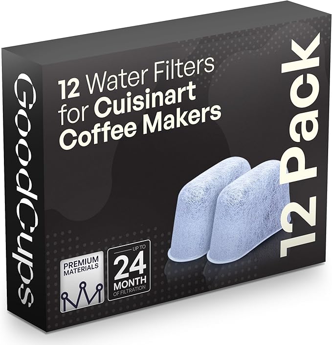 12 Pack Water Filters for Cuisinart Coffee Makers by GoodCups - Replacement Charcoal Water Filters - Fits All Cuisinart Coffee Machines