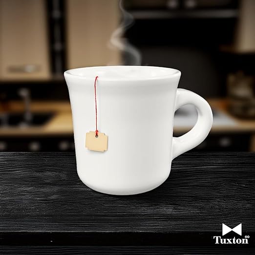 Tuxton China TRE-038 Canton Mug, 9 oz., 3-3/8" Diameter x 3-3/8"H, Microwave and Dishwasher Safe, Oven Proof, Fully Vitrified, Ceramic, DuraTux, Reno/Nevada, American White/Eggshell, Pack of 36
