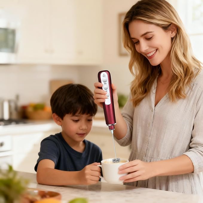 Milk Frother Wand Rechargeable Handheld Frother For Coffee,Batidora De Mano Electrica Coffee Bar Accessories Kitchen Appliances Essentials Electric Frother Gift For Women Men (Blue)