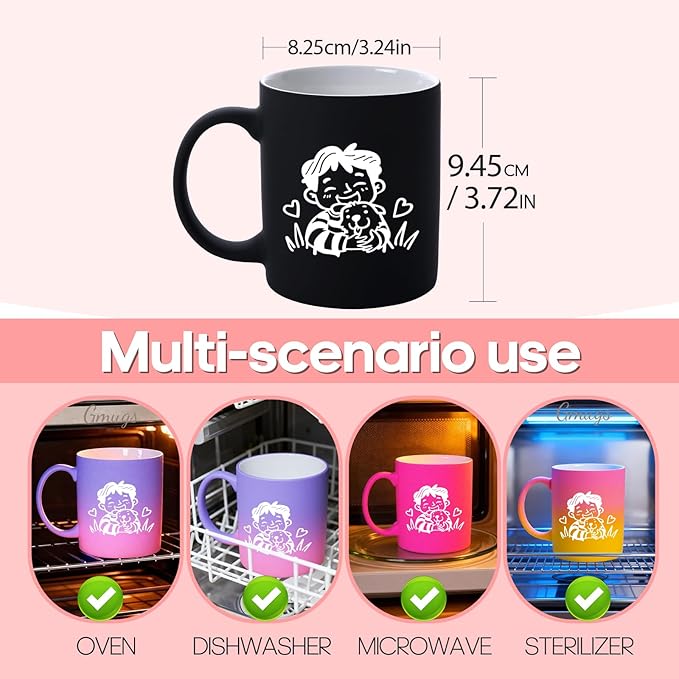 G MUGS Dog Lover Ceramic Coffee Mug - 13oz Ceramic Tea Mug with Kid & Puppy Hug Design, Gift for Men Boys Dog Enthusiasts Before Sunset Mug