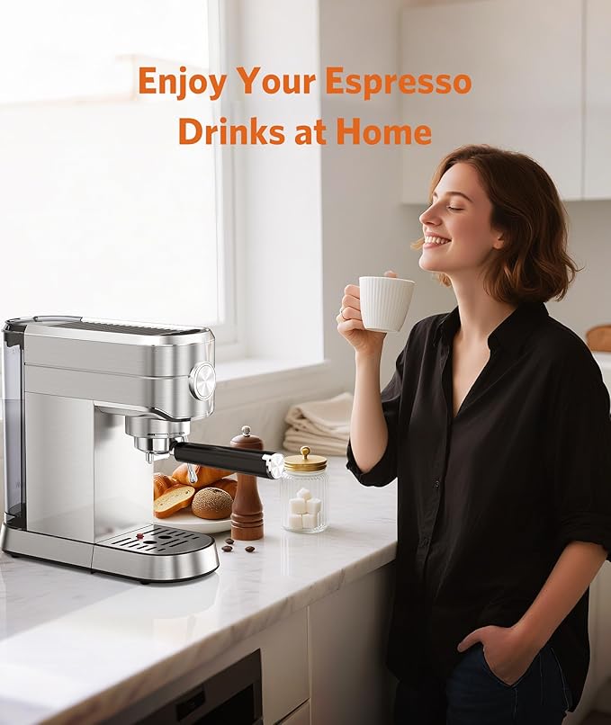 COWSAR Espresso Machine 20 Bar,Compact Espresso Machine with Milk Frother,Stainless Steel Coffee Maker with 40 oz Removable Water Tank for Cappuccino,Latte
