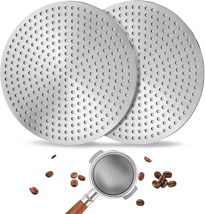 53.3mm Espresso Puck Screen 2 Pack - 3rd Gen Dual-Layer Lower Shower Screen, Reusable Metal Coffee Filter for Breville 54mm Portafilter Basket, 316 Stainless Steel Barista Tool