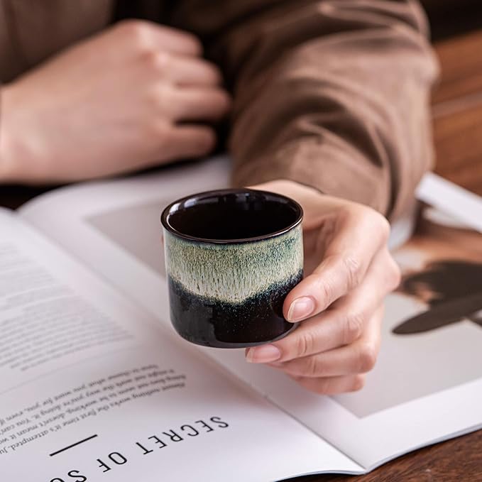 Espresso Cups Set of 2, Ceramic Espresso Cups, Expresso Shots Cups, 2.5oz Tea Cups, Demitasse Cups (2, magic outside)