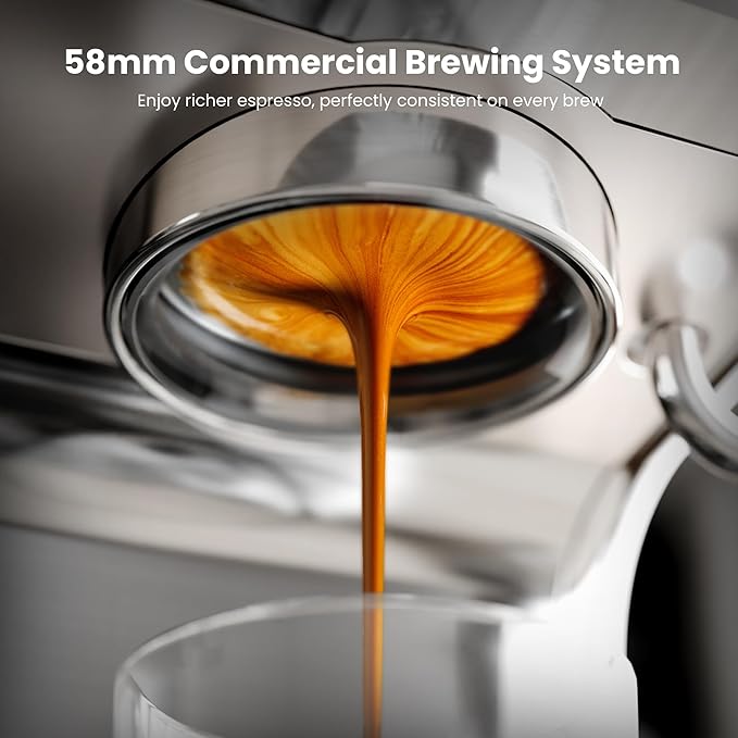 Kismile Dual Boiler Espresso Machine with Grinder, 20 Bar Espresso Machines with Milk Frother, Commercial Stainless Steel Expresso Coffee Machines for Cappuccino and Latte