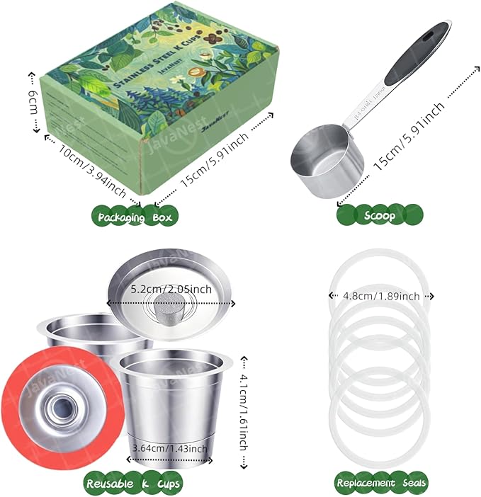 6 Pack Reusable K Cups for Keurig 2.0 & 1.0, Stainless Steel Reusable Coffee Pods for Keurig, Reusable Pods, Refillable Coffee Filter with Scoop & 6 Extra Seals (6 * new for Keurig 2.0 & 1.0)