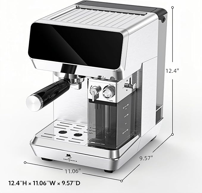 MAttinata CM1833L Automatic Cappuccino Machine, 20 Bar Espresso Maker with Dual Boiler & Self-Cleaning Milk Frother, Touch Screen Coffee Machine for Latte, Stainless Steel Home and Office, Silver