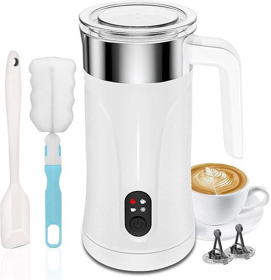Ovetedot Milk Frother, 4-in-1 Milk Frother and Steamer, 10.1oz/300ml Automatic Hot and Cold Foam Maker and Milk Warmer, Electric Milk Frother for Coffee, Latte, Cappuccino, Matcha(White)