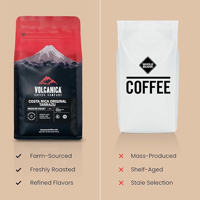 Volcanica Espresso Whole Beans Coffee, Dark Roast 100% Arabica, Espresso Roast, Bold Sweet Flavor, Fresh Roasted, Kosher, Vegan, Gluten-Free, 5 lbs