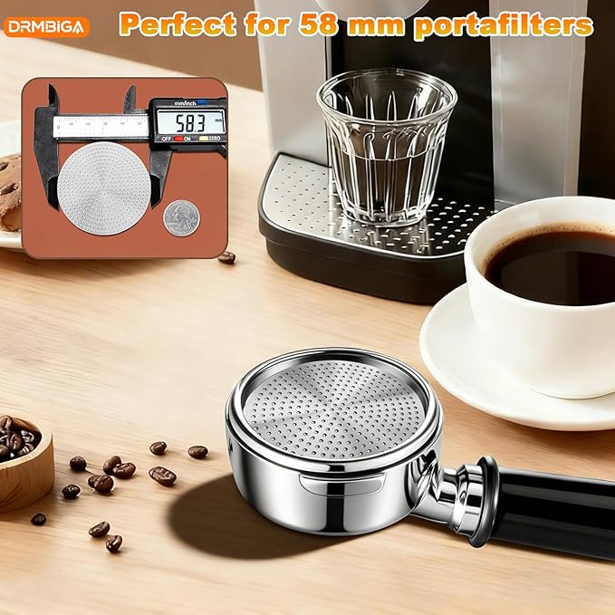 Professional Espresso Puck Screen 58mm 2 Pack - Premium 3rd Gen Dual-Layer Flow Control Coffee Filter, Precision-Engineered Stainless Steel Portafilter Screen for Perfect 58mm Basket Fit