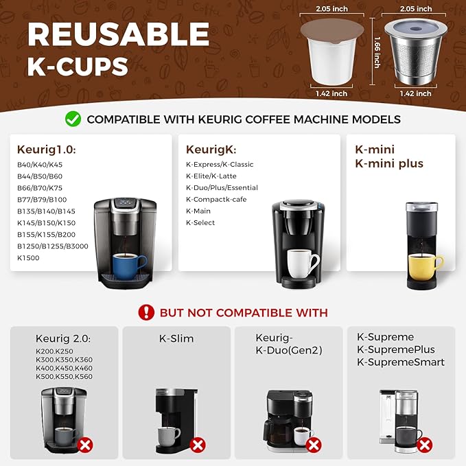 Reusable K Cups Coffee Pods for Keurig 1.0,Stainless Steel K Cups for Keurig,Kcup Refillable Coffee Pod with Double Layer Stainless Steel Coffee Filter for Richer Coffee(1 Pack)