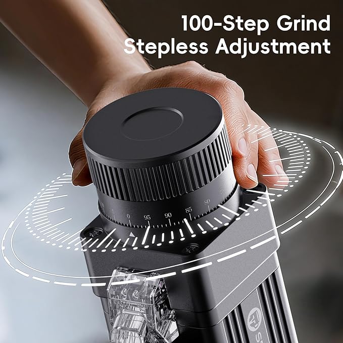 STARSEEKER E55 Pro Electric Coffee Grinder, 55mm Titanium Conical Burr - Professional Espresso Grinder with Stepless Adjustment & Anti-Static Tech, for Home, Office, Café Use