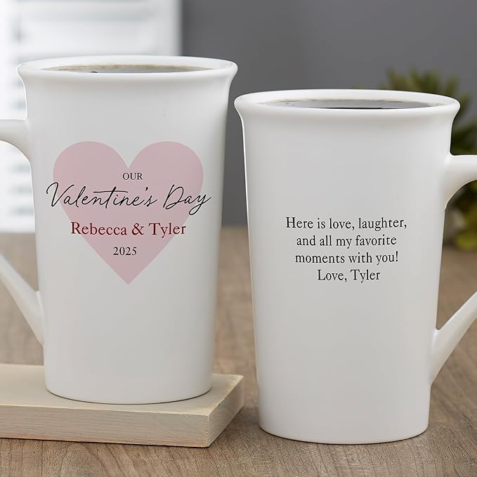 Personalization Universe Our First Valentine's Day Personalized Latte Mug 16 oz.