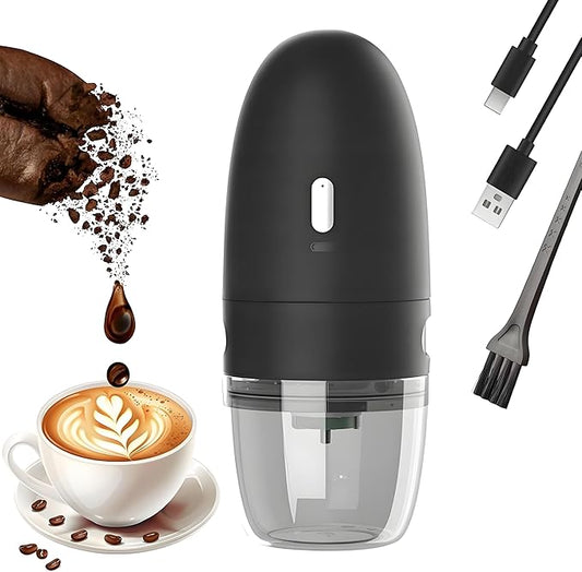 Portable Electric Coffee Grinder， Upgraded Adjustable Fine to Coarse Settings, Stainless Steel Conical Burr Rechargeable and Faster Grinding for Office,Home,Camping,Travel,Black