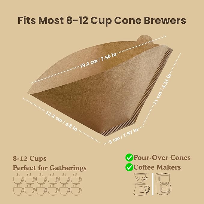 Phare Choice #4 Coffee Filters, 100 Count, Fits Ninja and Cuisinart 8-12 Cup Coffee Makers, Natural Unbleached Paper, No Blowout Design, Compatible with Pour Over Cones