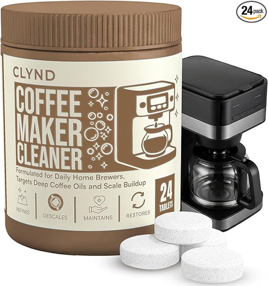 Coffee Maker Cleaner and Descaler Tablets 24-Pack, Residue-free, Compatible with Nespresso, Ninja, Multi-cup, Single-serve, Delonghi, Espresso Machine, Keurig, Coffee Pot Cleaner Cleaning Tabs