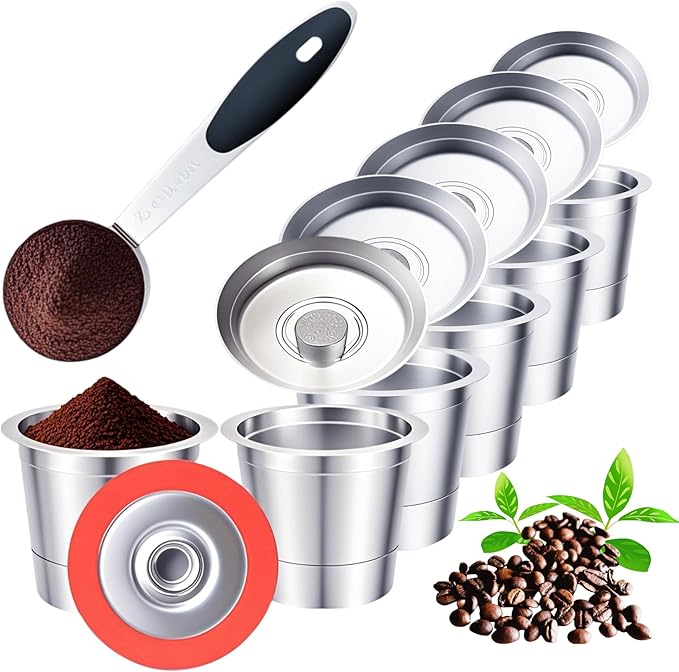 6 Pack Reusable K Cups for Keurig 2.0 & 1.0, Stainless Steel Reusable Coffee Pods for Keurig, Reusable Pods, Refillable Coffee Filter with Scoop & 6 Extra Seals (6 * new for Keurig 2.0 & 1.0)