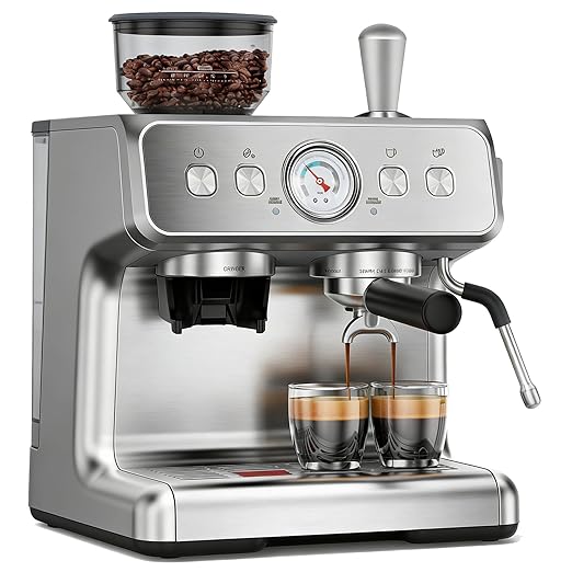 COWSAR Dual Boiler Espresso Machine with Grinder, Commercial Expresso Coffee Machines,Use Milk Frother and Brew Coffee Machine Simultaneously, Coffee Maker Cappuccino Latte, 95oz Water Tank