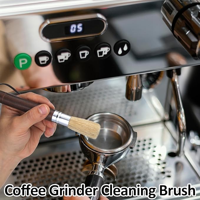3 Pack Coffee Grinder Brush, Espresso Machine Brush with Wooden Handle and Natural Bristles, Coffee Grinder Cleaner Brushes for Home Kitchen Barista Espresso Machine