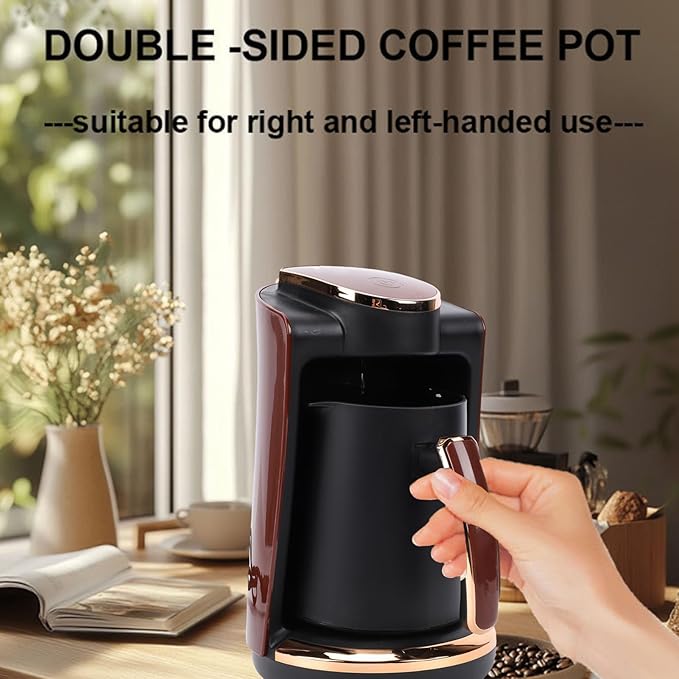 Zunate Electric Turkish Greek Coffee Maker 550W, 250ML Single Cup Machine with Included Cup & Spoon for Home, Office, Travel Brewing