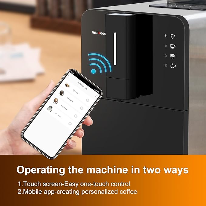 Mcilpoog Super Automatic Espresso Coffee Machine，Bean To Cup Fully Automatic Espresso Machine with Grinder,Easy To Use Wifi Touch Screen Coffee Maker.19 Bar Barista Pump(Hi series 01)