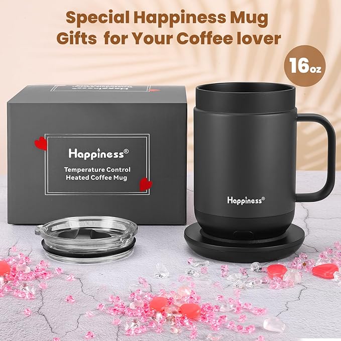 Smart Heated Coffee Mug,16oz Rechargeable Electric Self Heating Temperature Control Coffee Cup