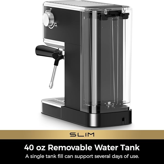 CHULUX Slim 2026 Upgrade Espresso Machine with Milk Frother Steam Wand, 20 Bar Professional Italian Pump Espresso Coffee Machine for Home Cappuccino & Latte Maker, Stainless Steel, Black