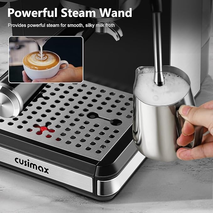 CUSIMAX Espresso Machine with Grinder, 20 Bar Professional Expresso Coffee Machines with Milk Frother Steam Wand, Espresso Maker with 60oz Removable Water Tank, Cappuccino & Latte Machine for Home