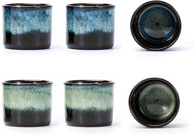 Espresso Cups Set of 6, Demitasse Cups 2.5 Ounces Coffee Mugs, Ceramic Teacups Japanese Tea Cups, Chinese Tea Cups (mixed interior&exterior)
