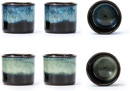 Espresso Cups Set of 6, Demitasse Cups 2.5 Ounces Coffee Mugs, Ceramic Teacups Japanese Tea Cups, Chinese Tea Cups (mixed interior&exterior)