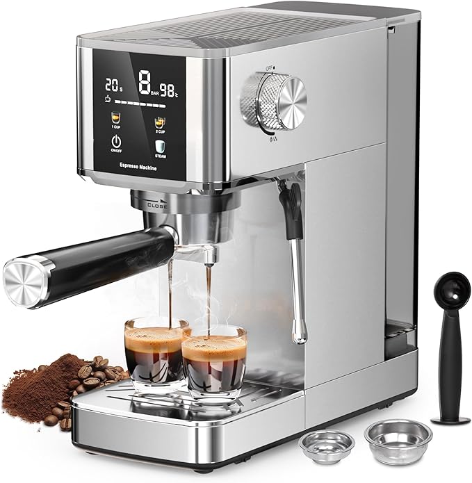 Kismile Espresso Machines,Professional Espresso Maker with Milk Frother Steam Wand for Latte & Cappuccino, Coffee Machine with Removable Water Tank for Home/Office