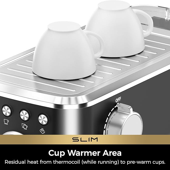 CHULUX Slim 2026 Upgrade Espresso Machine with Milk Frother Steam Wand, 20 Bar Professional Italian Pump Espresso Coffee Machine for Home Cappuccino & Latte Maker, Stainless Steel, Black