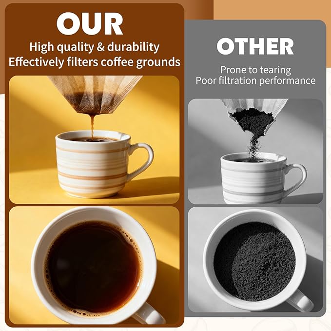 DTFMZOV 200 Count Coffee Filters #1, Disposable Coffee Filters, U Shape Natural Unbleached Coffee Paper Filter for Pour Over and Drip Coffee Maker, Suitable for Home Coffee Shop (1-2 Cup)
