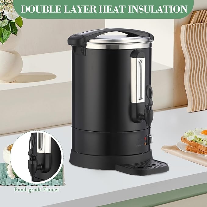 120 Cup Commercial Coffee Urn (18L/4.8 Gal), Double-Wall Stainless Steel Electric Hot Beverage Dispenser with Fast Brew & Keep Warm Function for Buffet, Catering & Party