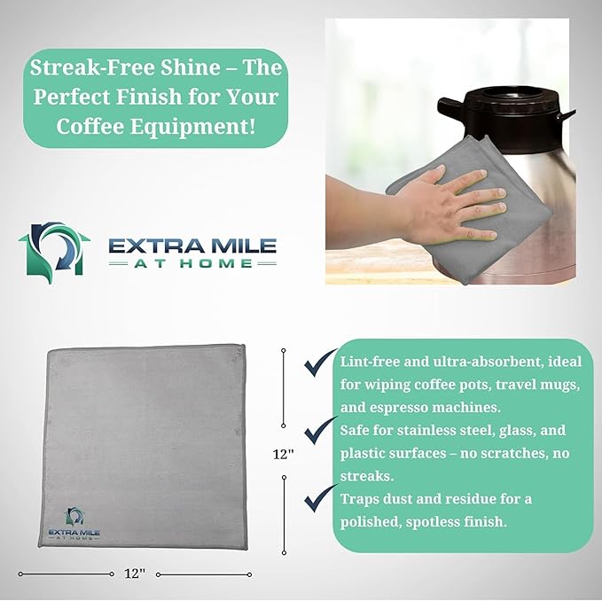 Multi-Surface Coffee Maker Descaling Solution – Professional-Grade Cleaner for Scale, Calcium & Residue – Restores Brew Performance – Includes Microfiber Cloth & Cleaning Brush (4-Piece Set)