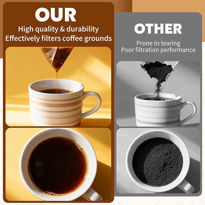 200 Count Cone Coffee Filters, Coffee Filters #1 Disposable, V60 Cone Paper Filter for Pour Over and Drip Coffee Maker, Suitable for Home Coffee Shop (White, 1-2 Cup)