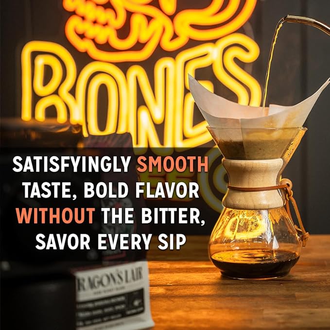 Bones Coffee Company Sumatra Single-Origin, Dark Chocolate, Smoky Earthy Notes, Whole Coffee Beans, Low Acid Darl Roast Arabica Beans Flavored Coffee, 12 oz Whole Bean