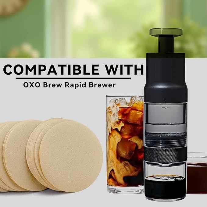 Coffee Filters Compatible with OXO Rapid Brewer, 500 Pcs Disposable Round Filter Paper for OXO Cold Brew Coffee Maker