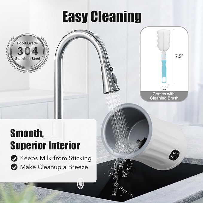 Ovetedot Milk Frother, Upgraded 4-in-1 Milk Frother and Steamer, Hot and Cold Foam Maker and Milk Warmer with Temperature Control & Auto Shut-Off, Frother for Coffee, Latte, Cappuccino, Matcha(Pearl)