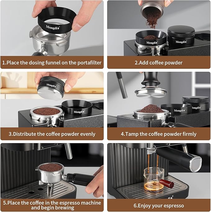 Mongdio 51mm Espresso Accessories Kit, Espresso Tamper, Dosing Funnel and Coffee Distributor, Fits 51 mm Espresso Machines and Portafilters