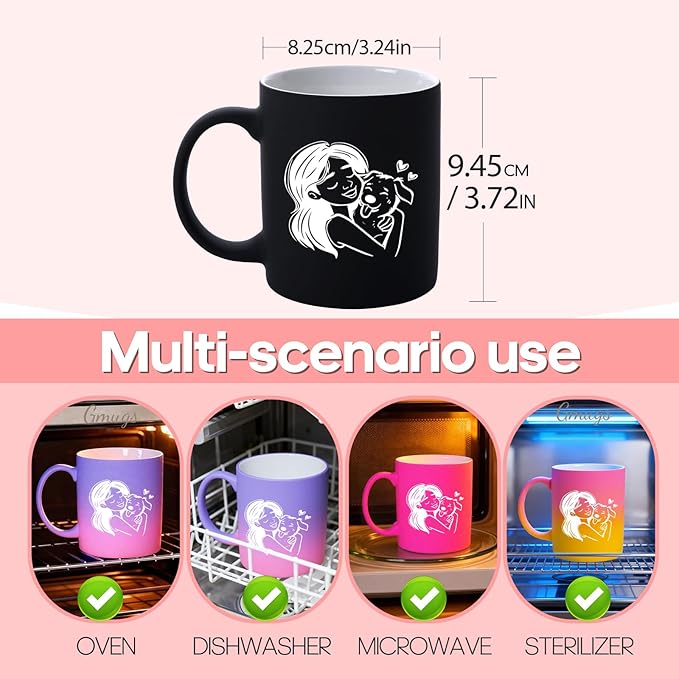G MUGS Dog Lover Hug Ceramic Coffee Mug - 13oz Tea Mug with Girl & Dog Hug Design, Gift for Dog Owners Women Yellow And Pink Mug