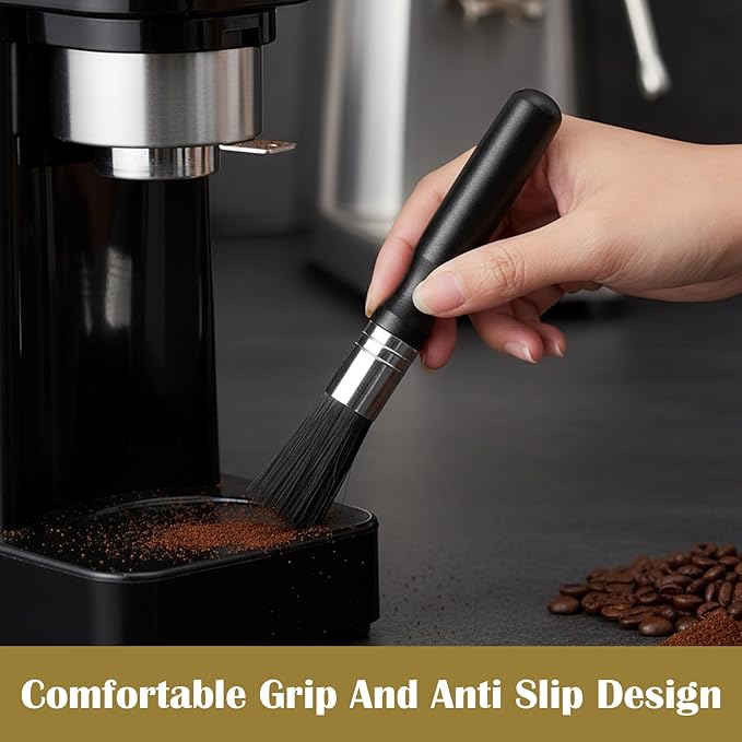 2 Pcs Coffee Grinder Cleaning Brush, Boar Bristle Espresso Brush Machine Cleaner with Wood Handle Barista Brushes Tool coffee Bar Accessories for Kitchen Portafilter Burr Maintenance
