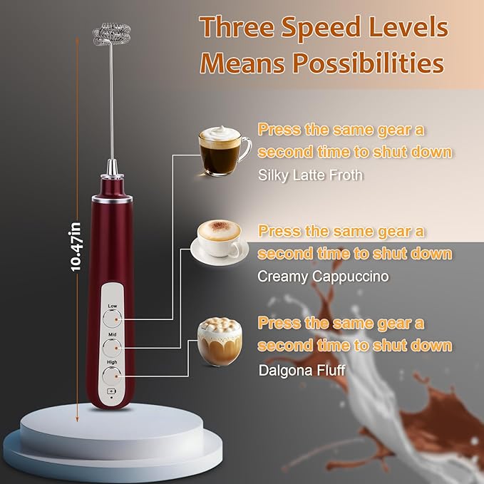 Milk Frother Wand Rechargeable Handheld Frother For Coffee,Batidora De Mano Electrica Coffee Bar Accessories Kitchen Appliances Essentials Electric Frother Gift For Women Men (Ivory)