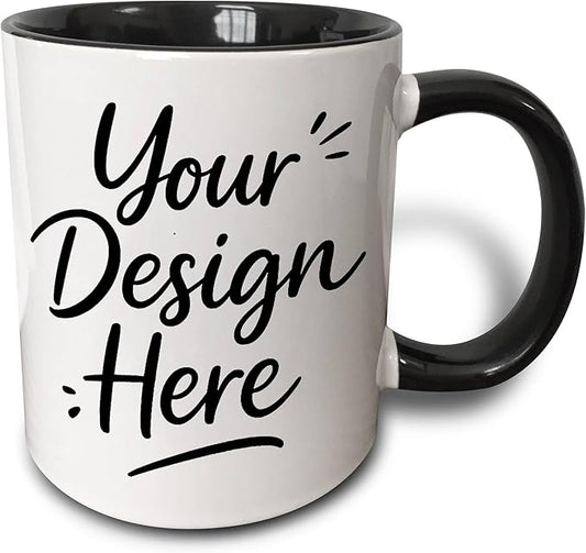 Custom Two-Tone Black Coffee Mug 11oz - Personalized Design Both Sides - Modern White & Black Ceramic Mug Gift - Custom Photo Cup