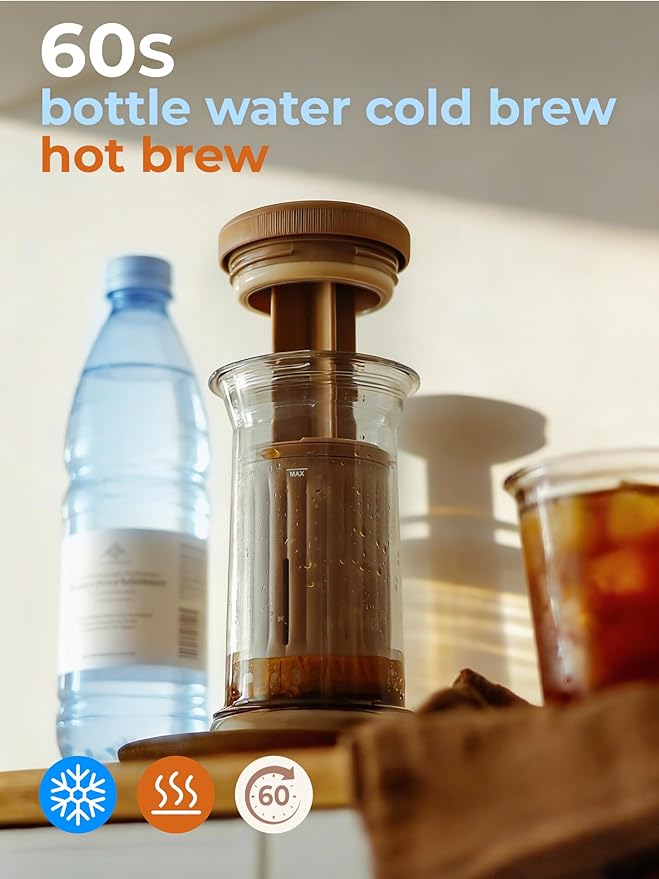 D1 All-in-one Portable Coffee Maker with 200-Count Paper Filters Included, Cold & Hot Brew, a French-press Style Coffee Press for Travel, Hiking & Camping