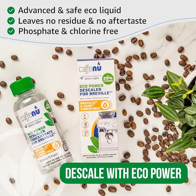 Breville Compatible Descaling Solution. Bottle of Descaler Solution. Descaling Kit Removes Limescale For Hotter Coffee. 2 Uses Descaler For Breville Coffee Machines.