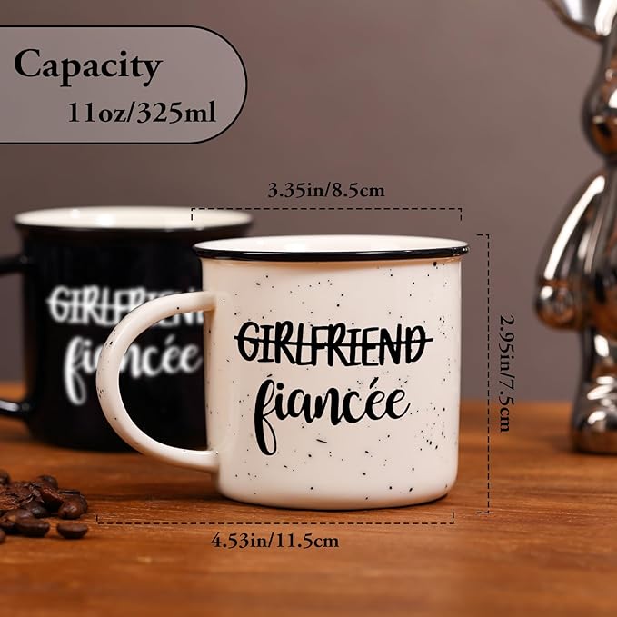 Physkoa Lesbian Wedding Gift – Funny Lesbian Gift for Her, 11oz Ceramic Coffee Cups for Lesbian Couple, Engagement or Anniversary