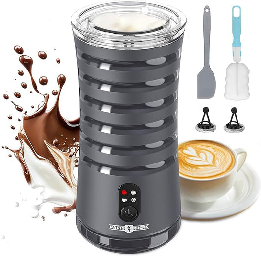 Milk Frother, Paris Rhône 4-in-1 Milk Steamer and Frother, Hot & Cold Foam Milk Warmer with Temperature Control, Gray